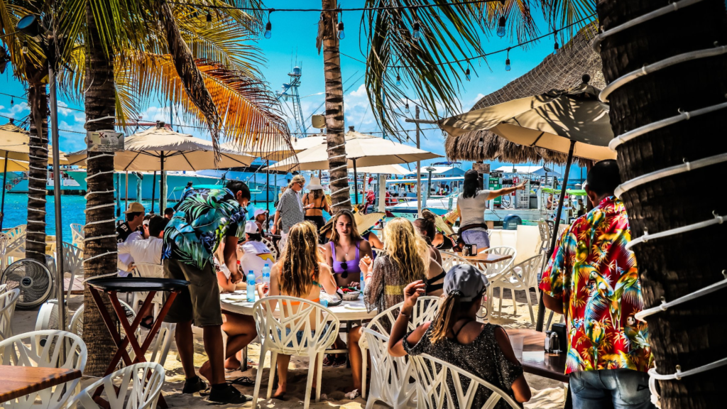 Oceanfront dining in Isla Mujeres